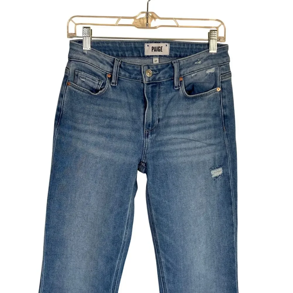 Paige Sz 27 Laurel Canyon Jeans in Nostalgia Wash Bootcut Distressed Light Wash